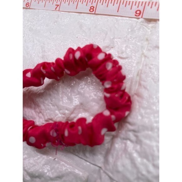 Polka Dot Scrunchie Lot 5 pcs Pink and White - Picture 7 of 7